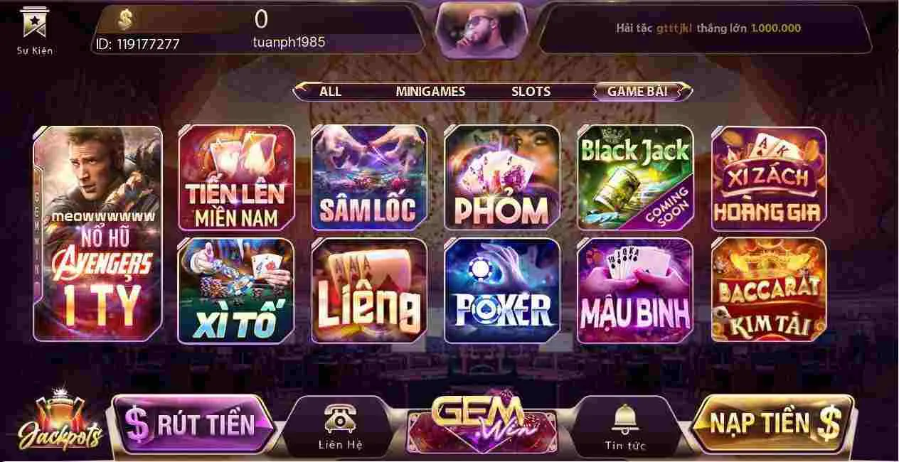 đang nhập gem win